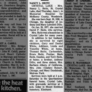 Obituary for NANCY L. HEITZ