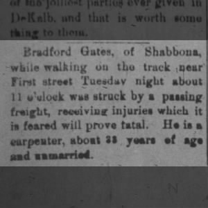 Bradley Gates Gets Hit By A Train in DeKalb