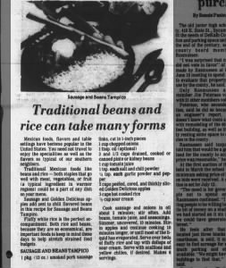 Sausage and Bean Tampico (Jun 26th, 1980)