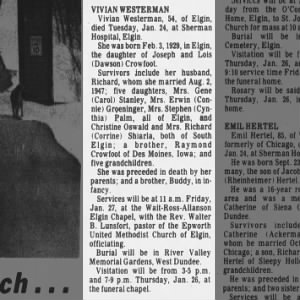 Obituary for VIVIAN WESTERMAN