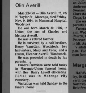 Obituary for Olin Averill