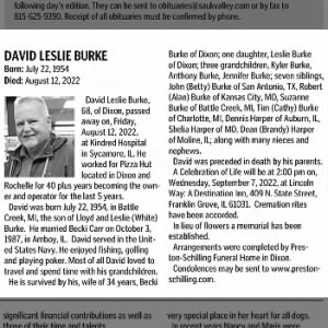 Obituarty of David Leslie Burke